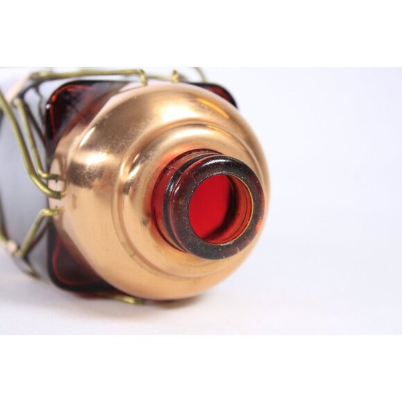 MCM Swedish decanter bottle, Brass Copper and Red Glass Train lantern flask - Picture 2 of 8